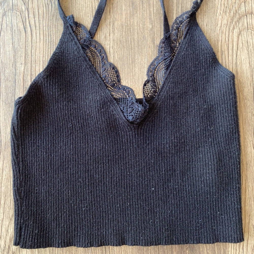 Black Crop Tank Top from Shein